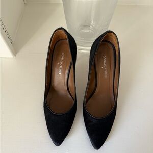 Donald J. Pliner Black Cowhide Leather Stiletto Shoes